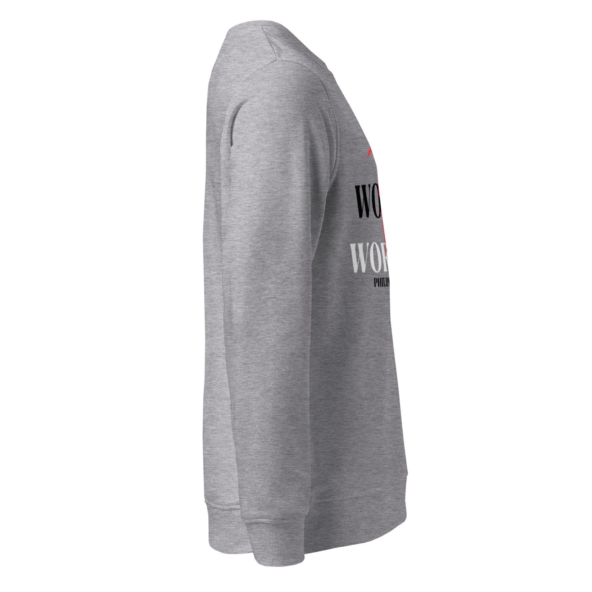 Worry Less, Worship More — Faith Sweatshirt | Christian Inspirational Unisex Organic Crewneck